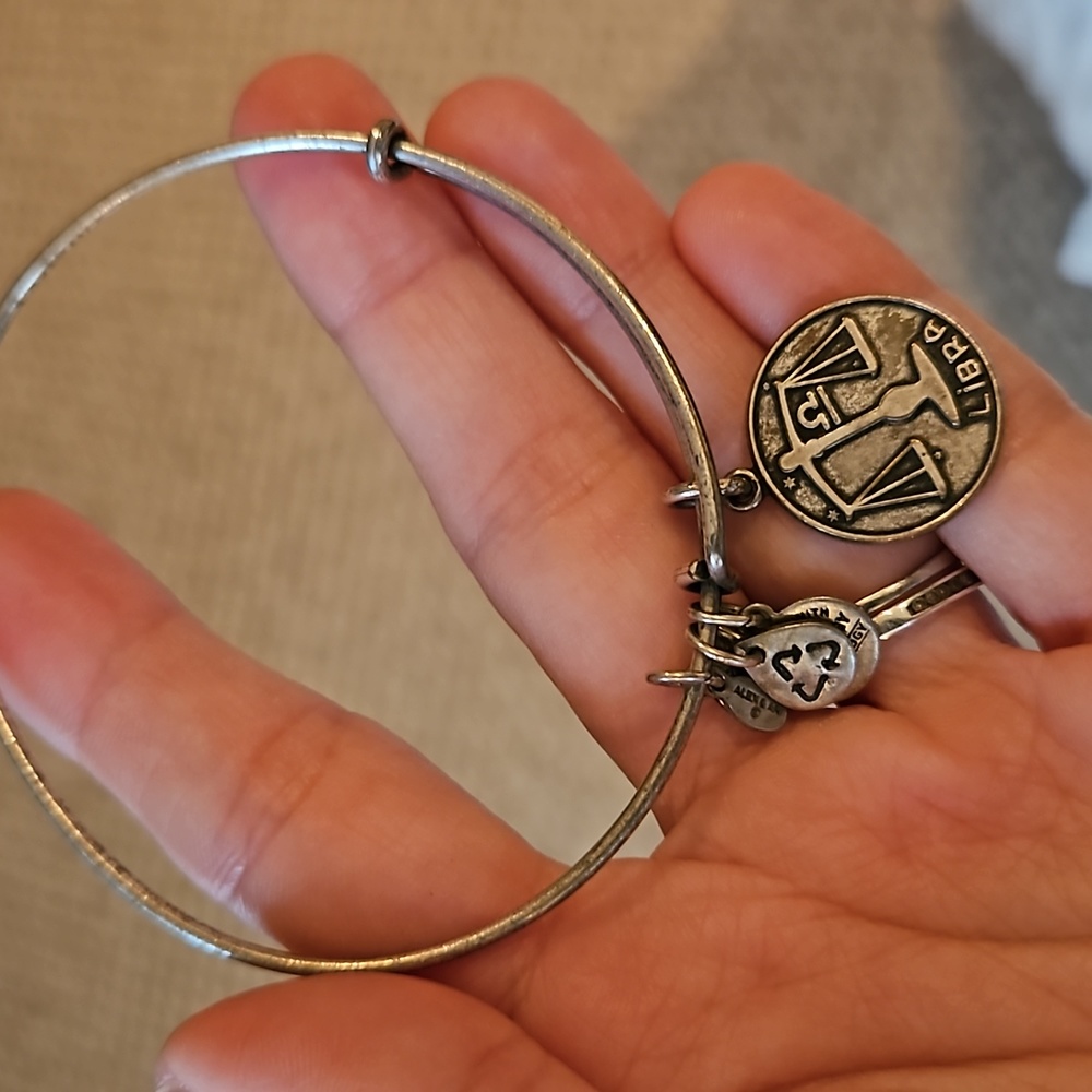 Alex and Ani silver libra charm bracelet